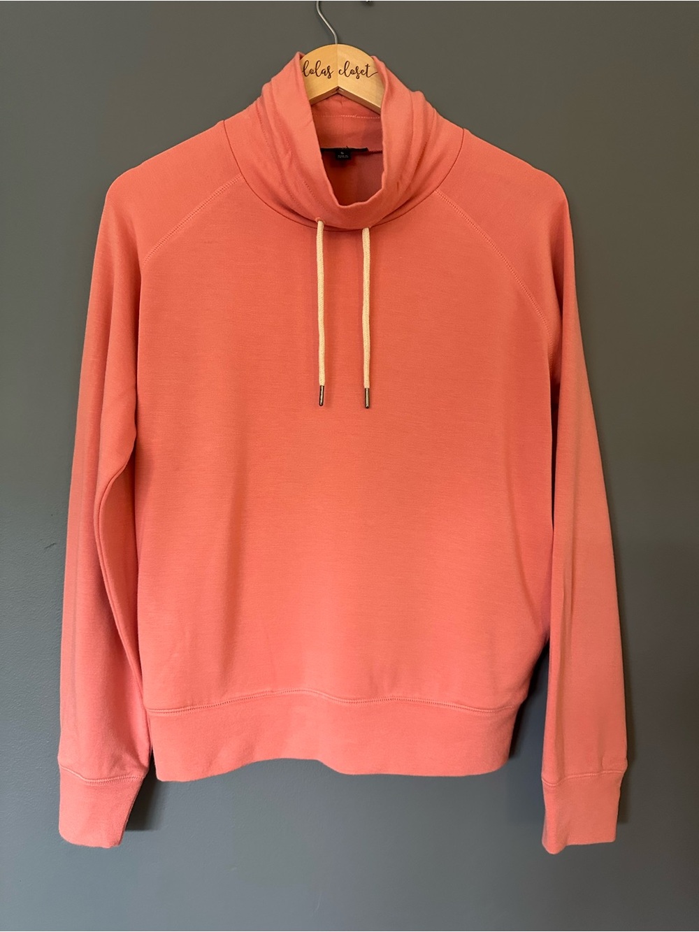 J. Crew Coral Cowl-Neck Pullover Sweater With Drawstring Neck Small NWOT